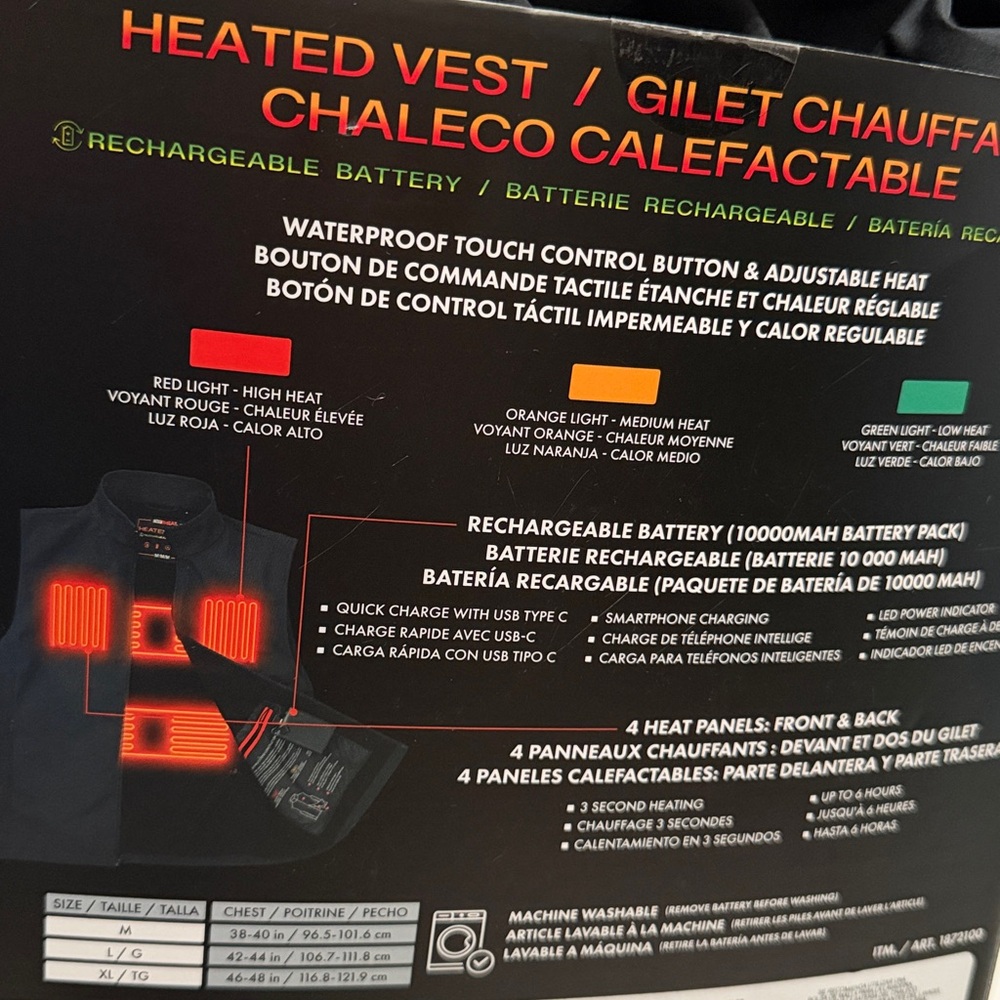 32 Degrees Black Heated Vest with Rechargeable Battery XL NWT - Picture 4 of 5